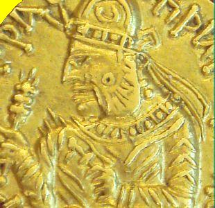 Император Хувишка (131-166). Кушанская империя. Фрагмент монеты.
