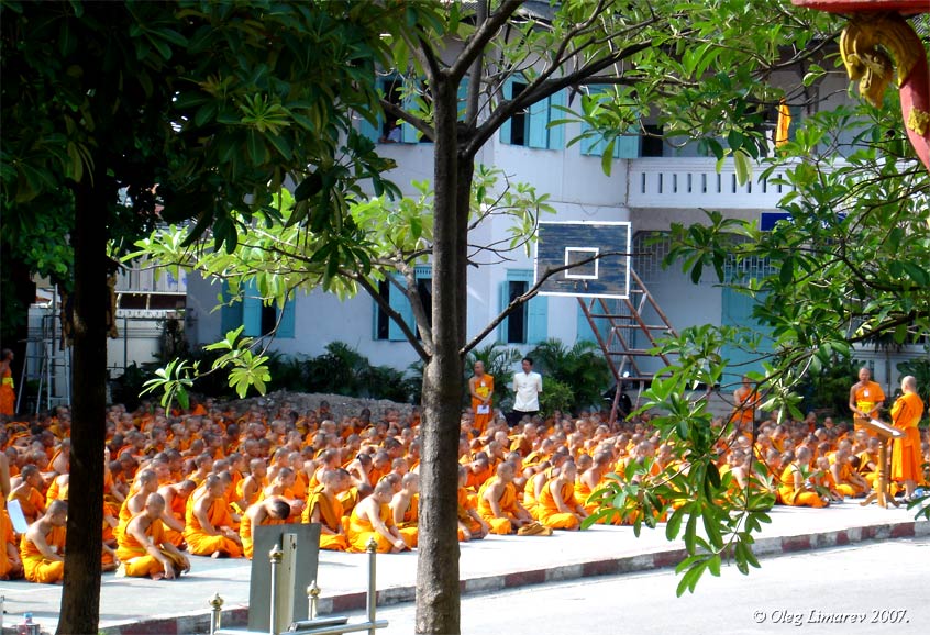 Утренняя медитация монахов. Чиангмай. Таиланд. (фото Лимарева В.Н.)